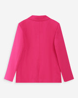Blazer droit en lin et coton boutonné fuchsia Velize