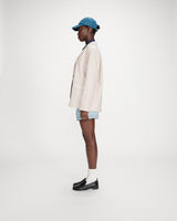 Blazer droit en lin et coton boutonné sable Velize