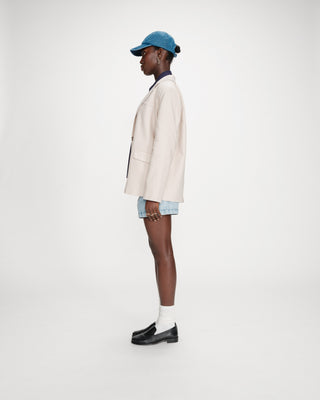Blazer droit en lin et coton boutonné sable Velize