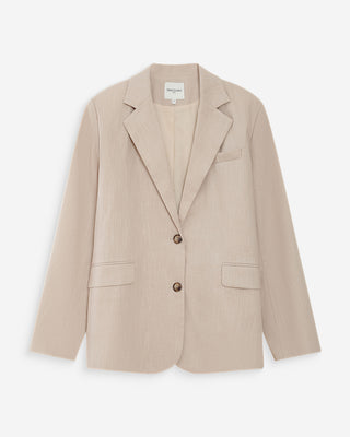 Blazer droit en lin et coton boutonné sable Velize