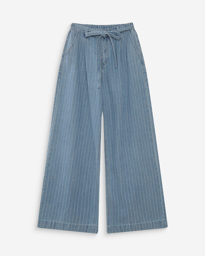 Oversized jeans with mid-rise waist stripedblue Pompon
