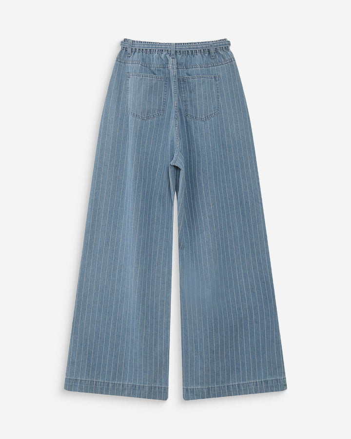 Oversized jeans with mid-rise waist stripedblue Pompon