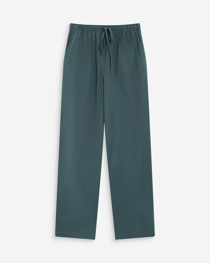Pantalon droit en coton taille ajustable à cordon emeraude Rhode
