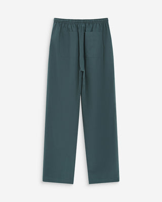 Pantalon droit en coton taille ajustable à cordon emeraude Rhode