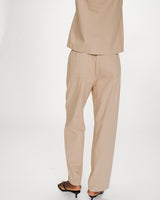 Pantalon droit en coton taille ajustable à cordon sable Rhode