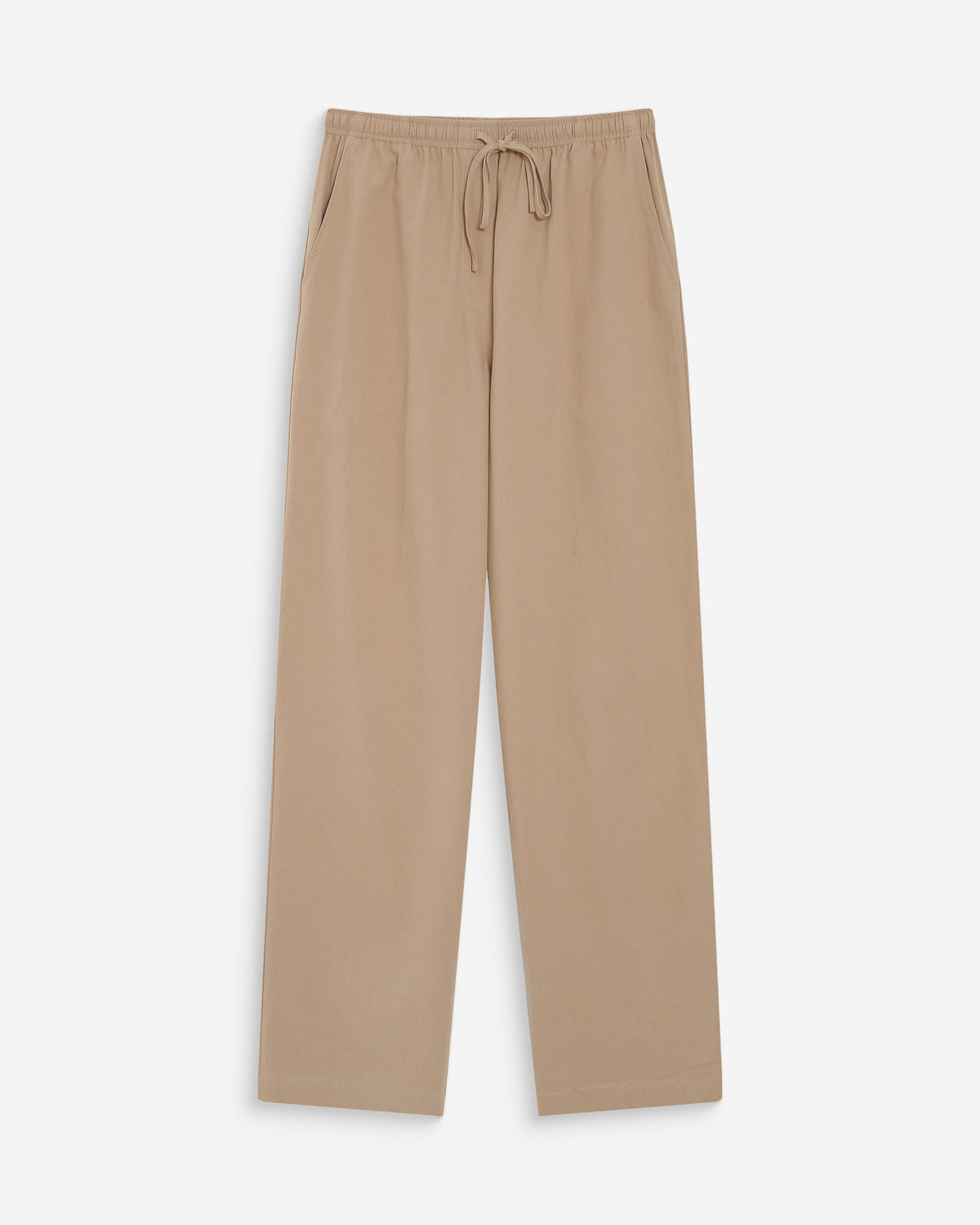 Pantalon droit en coton taille ajustable à cordon sable Rhode