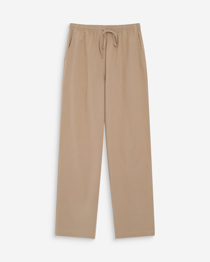 Pantalon droit en coton taille ajustable à cordon sable Rhode