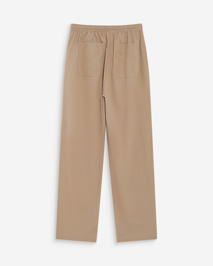 Pantalon droit en coton taille ajustable à cordon sable Rhode