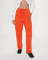 Pantalon droit en coton taille ajustable à cordon sanguine Rhode
