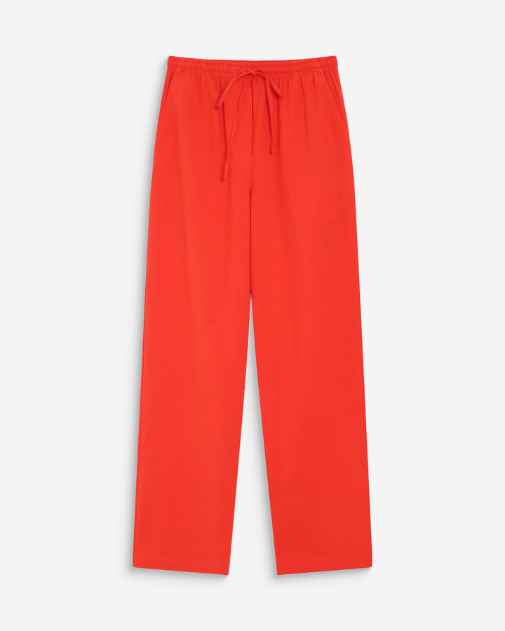 Pantalon droit en coton taille ajustable à cordon sanguine Rhode