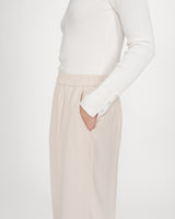 Pantalon fluide jambe large taille mi-haute ecru Noblesse