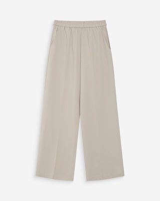 Pantalon fluide jambe large taille mi-haute ecru Noblesse