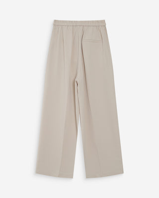 Pantalon fluide jambe large taille mi-haute ecru Noblesse
