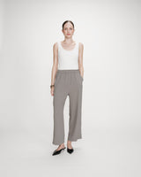 Wide-leg fluid pants mid-rise waist kaki Noblesse