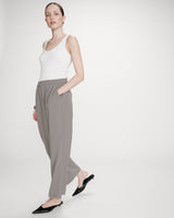 Wide-leg fluid pants mid-rise waist kaki Noblesse