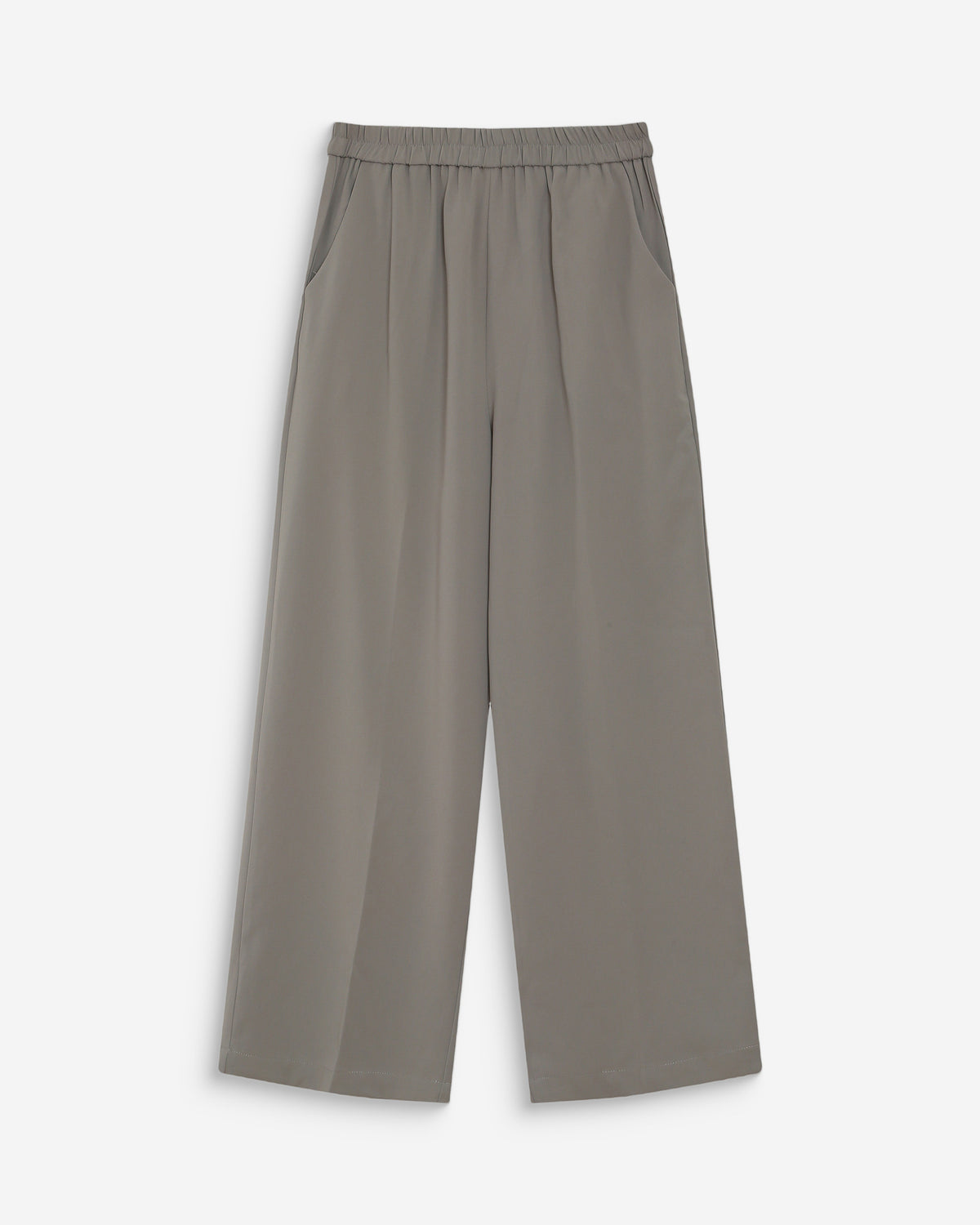 Wide-leg fluid pants mid-rise waist kaki Noblesse
