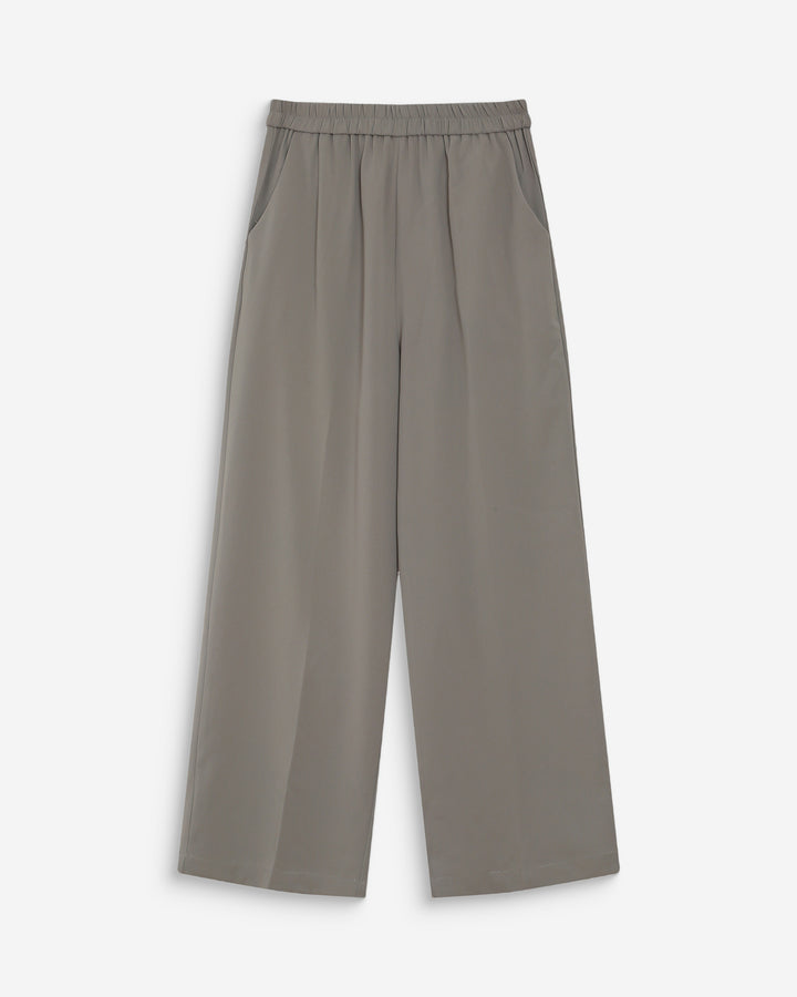 Wide-leg fluid pants mid-rise waist kaki Noblesse