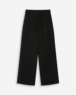 Pantalon fluide jambe large taille mi-haute noir Noblesse