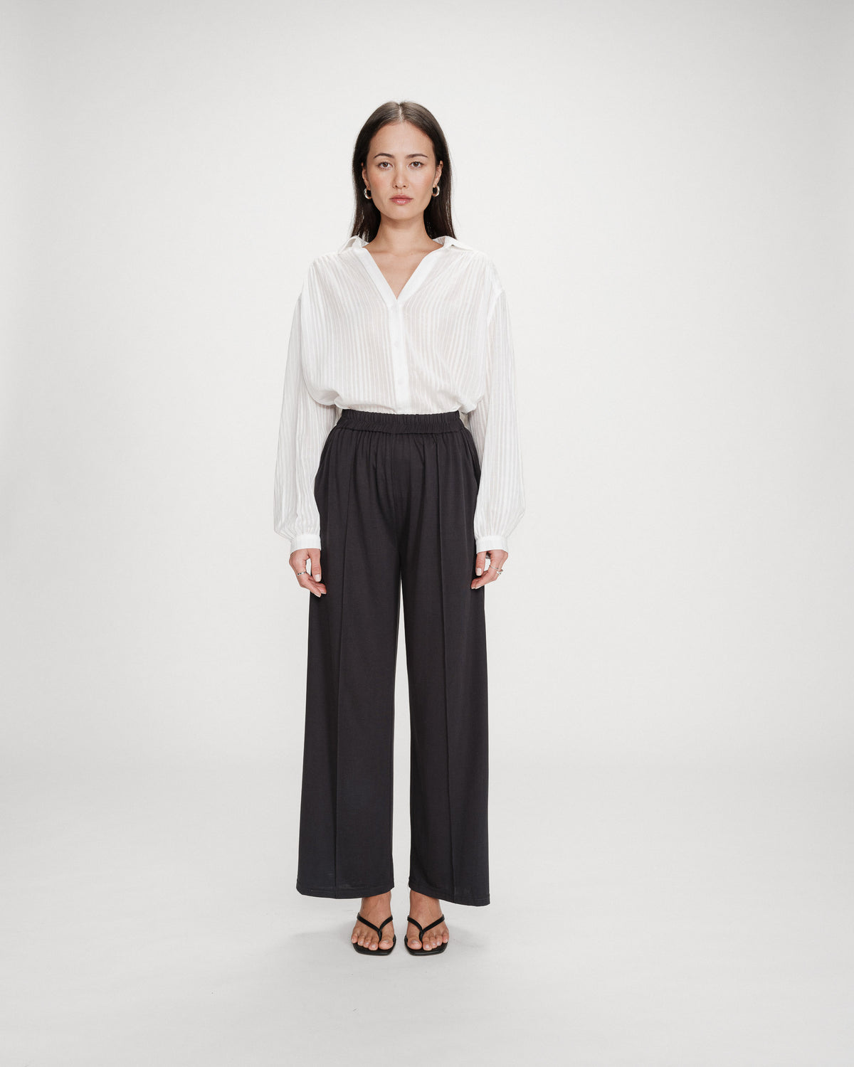 Wide-leg modal pants carbone Pax