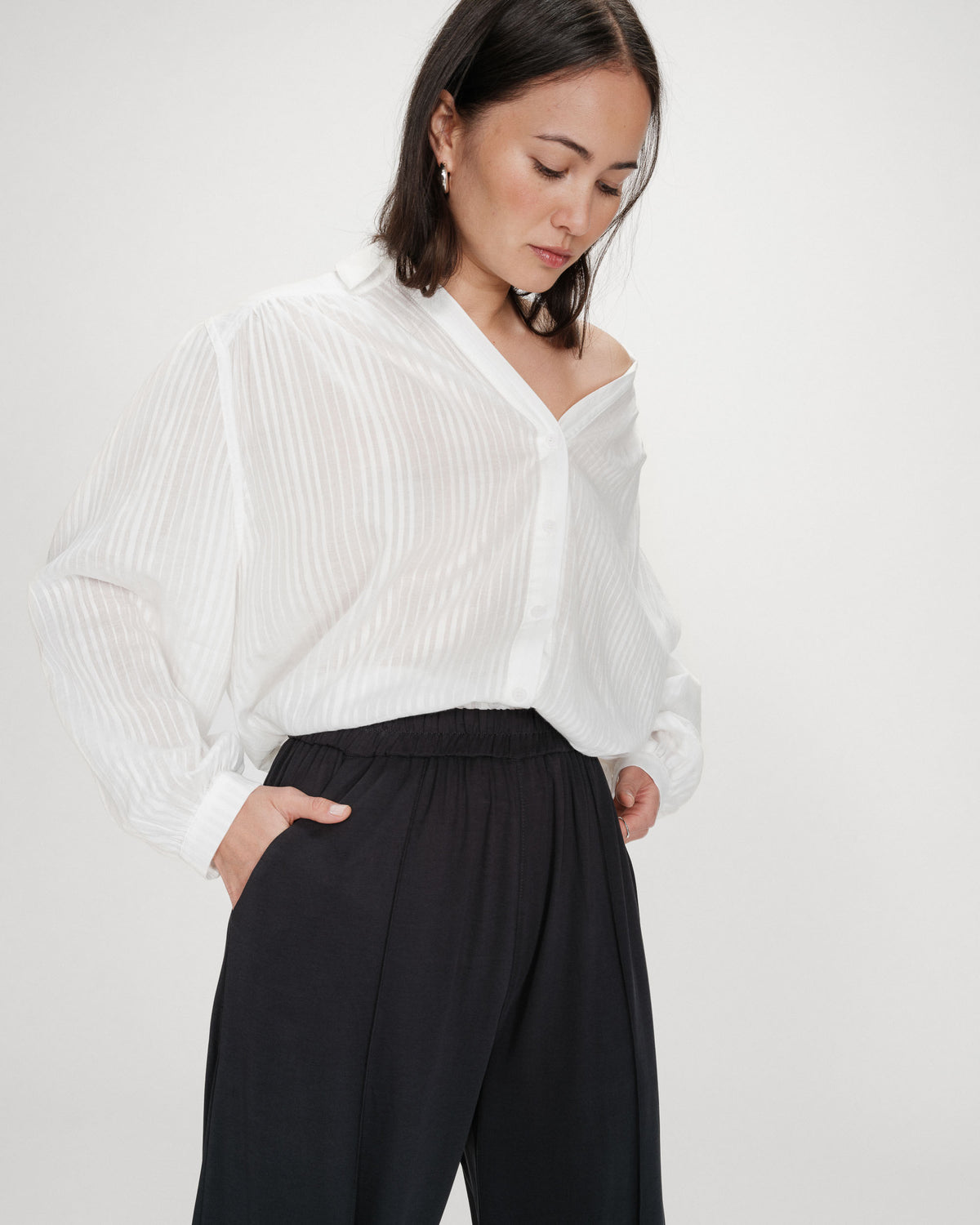 Wide-leg modal pants carbone Pax
