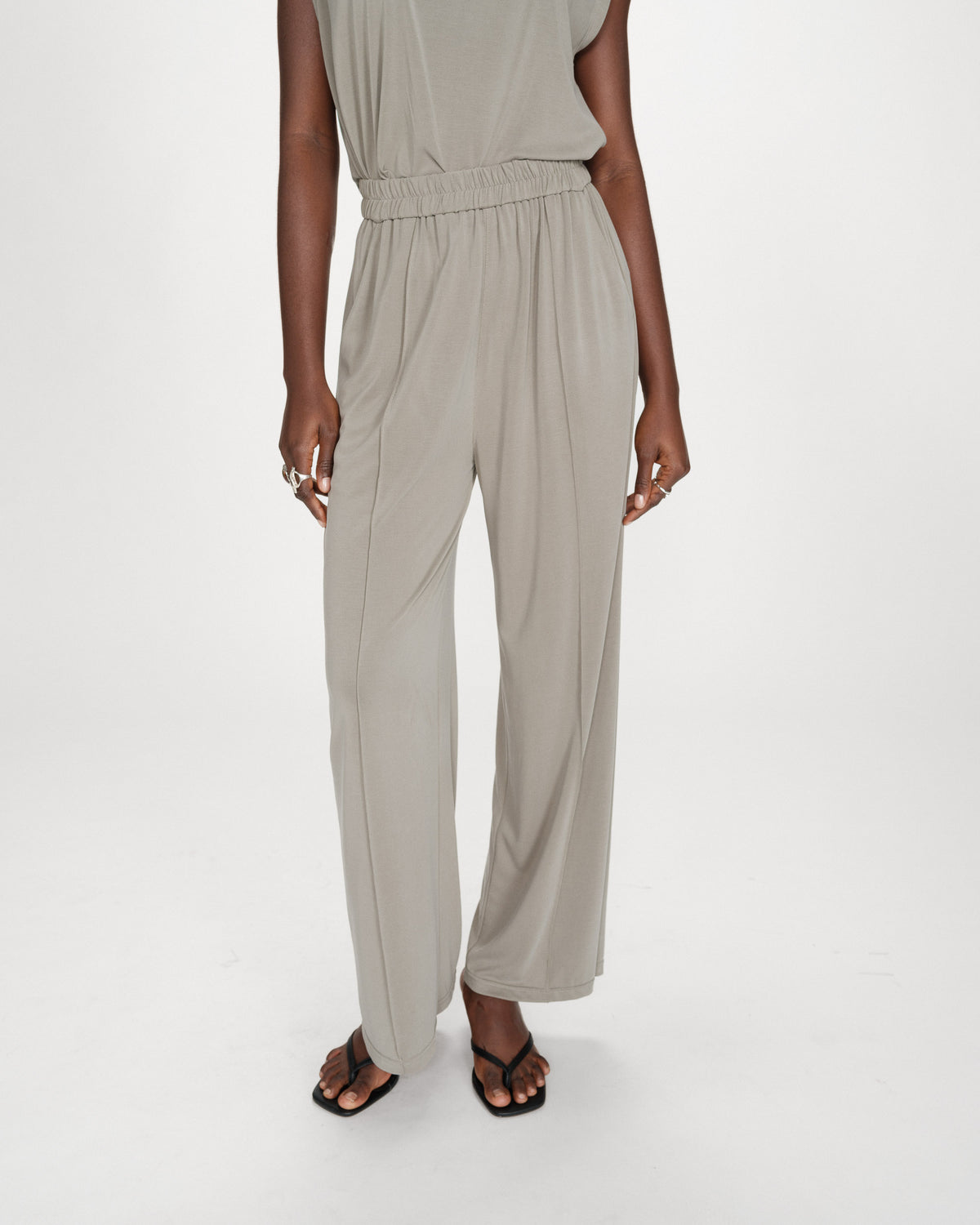 Wide-leg modal pants kaki Pax
