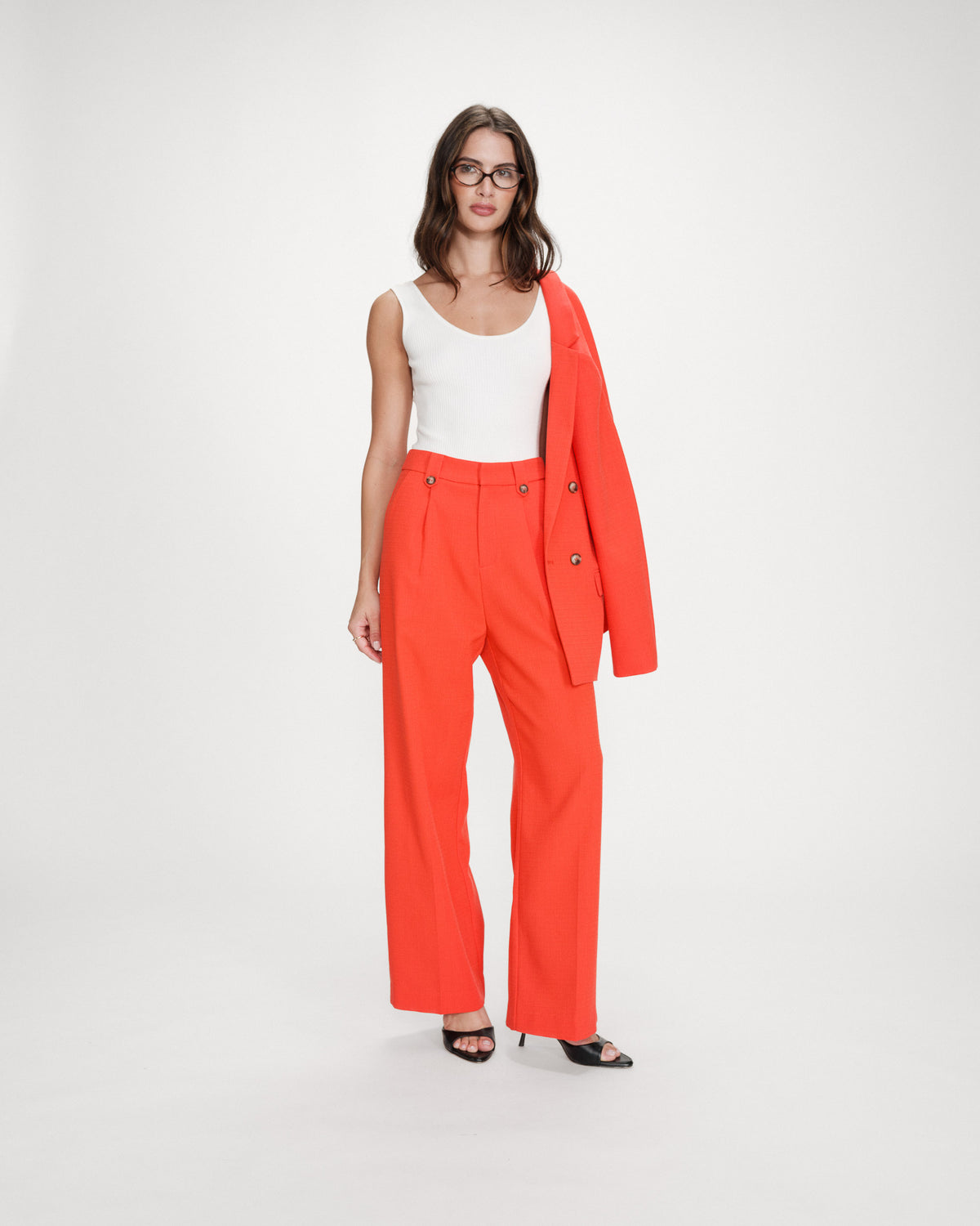 Pantalón sastre recto con pliegues sanguine Pierre