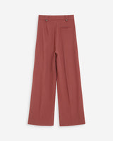 Pantalon tailleur droit taille mi-haute à plis terracotta Pierre