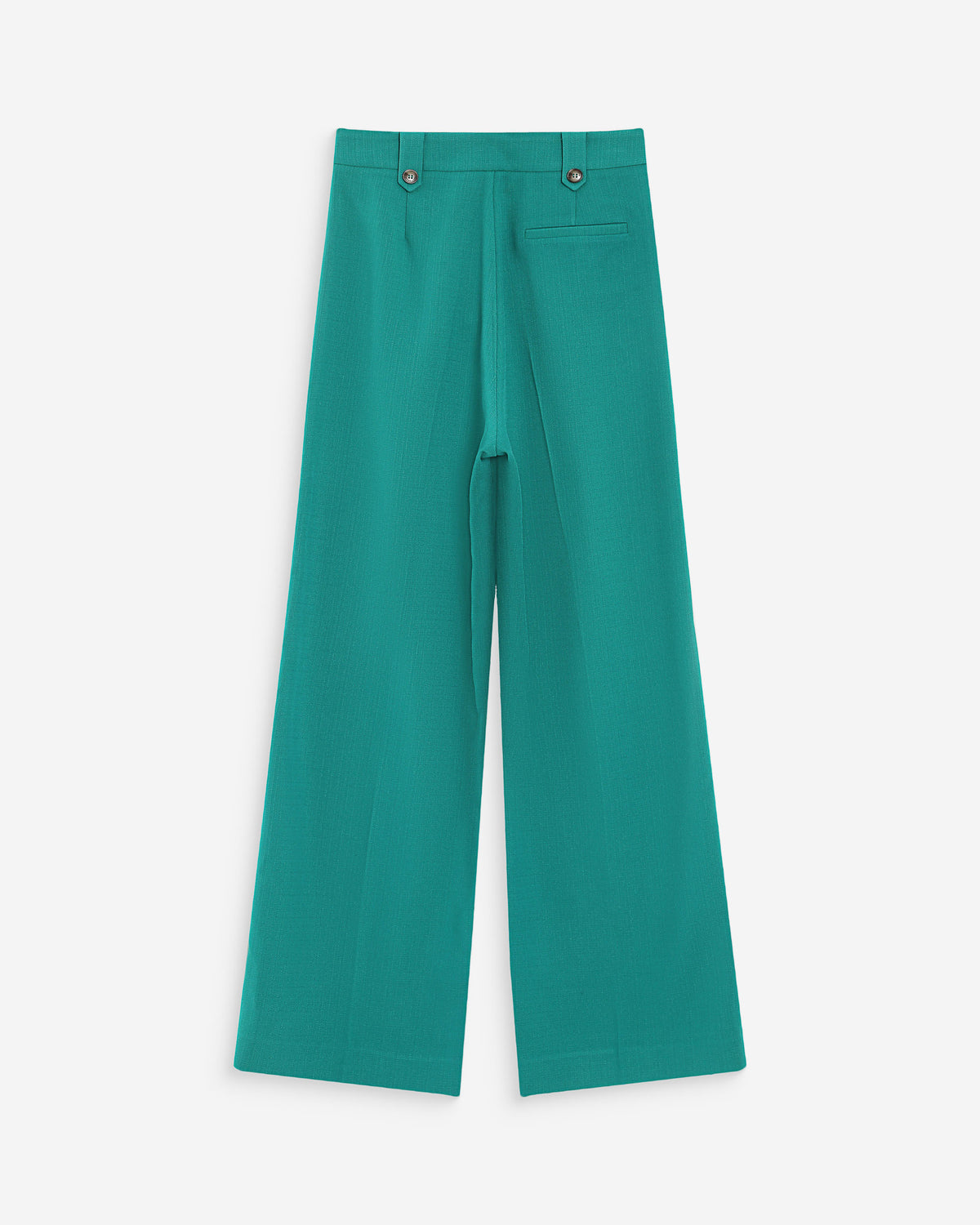 Pantalon tailleur droit taille mi-haute à plis vert Pierre