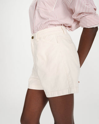 Short en jean taille haute droit ecru Verne