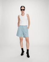 Short rayé en denim large taille haute stripedblue Vars