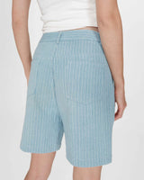 Short rayé en denim large taille haute stripedblue Vars
