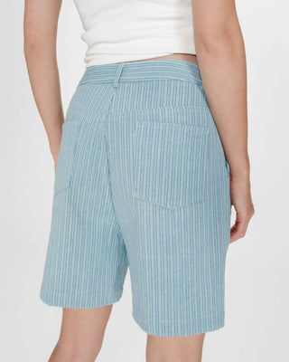 Short rayé en denim large taille haute stripedblue Vars