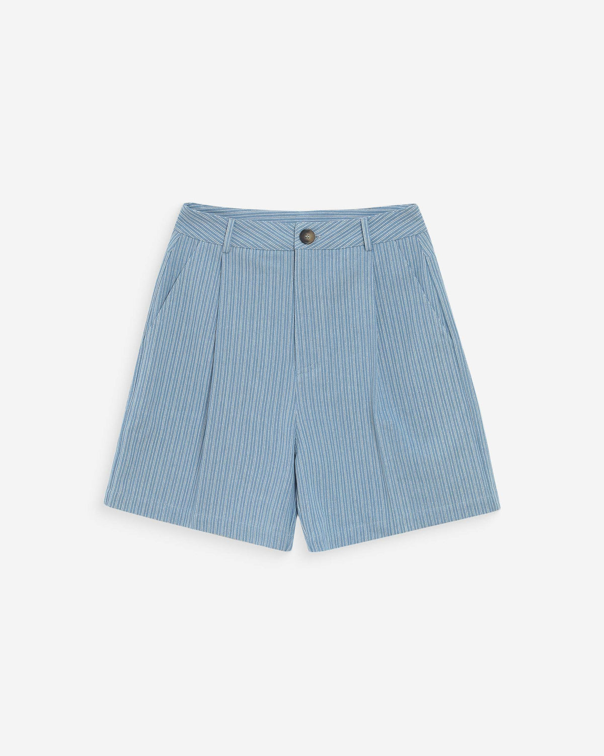 Short rayé en denim large taille haute stripedblue Vars