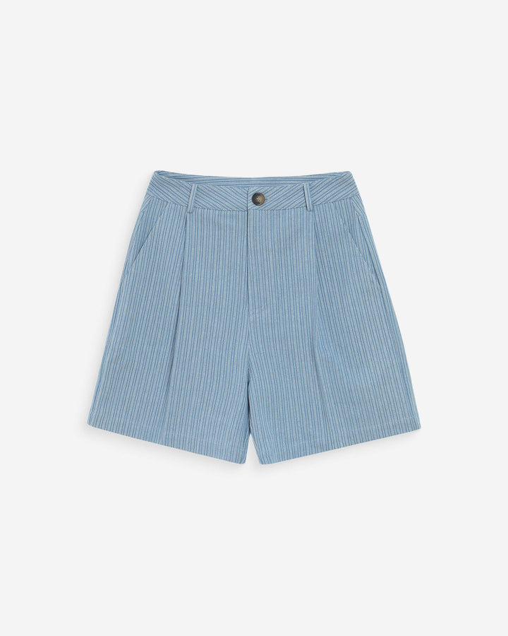 Short rayé en denim large taille haute stripedblue Vars