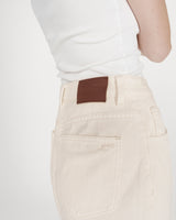 High-waist long denim skirt with front slit ecru Varenne