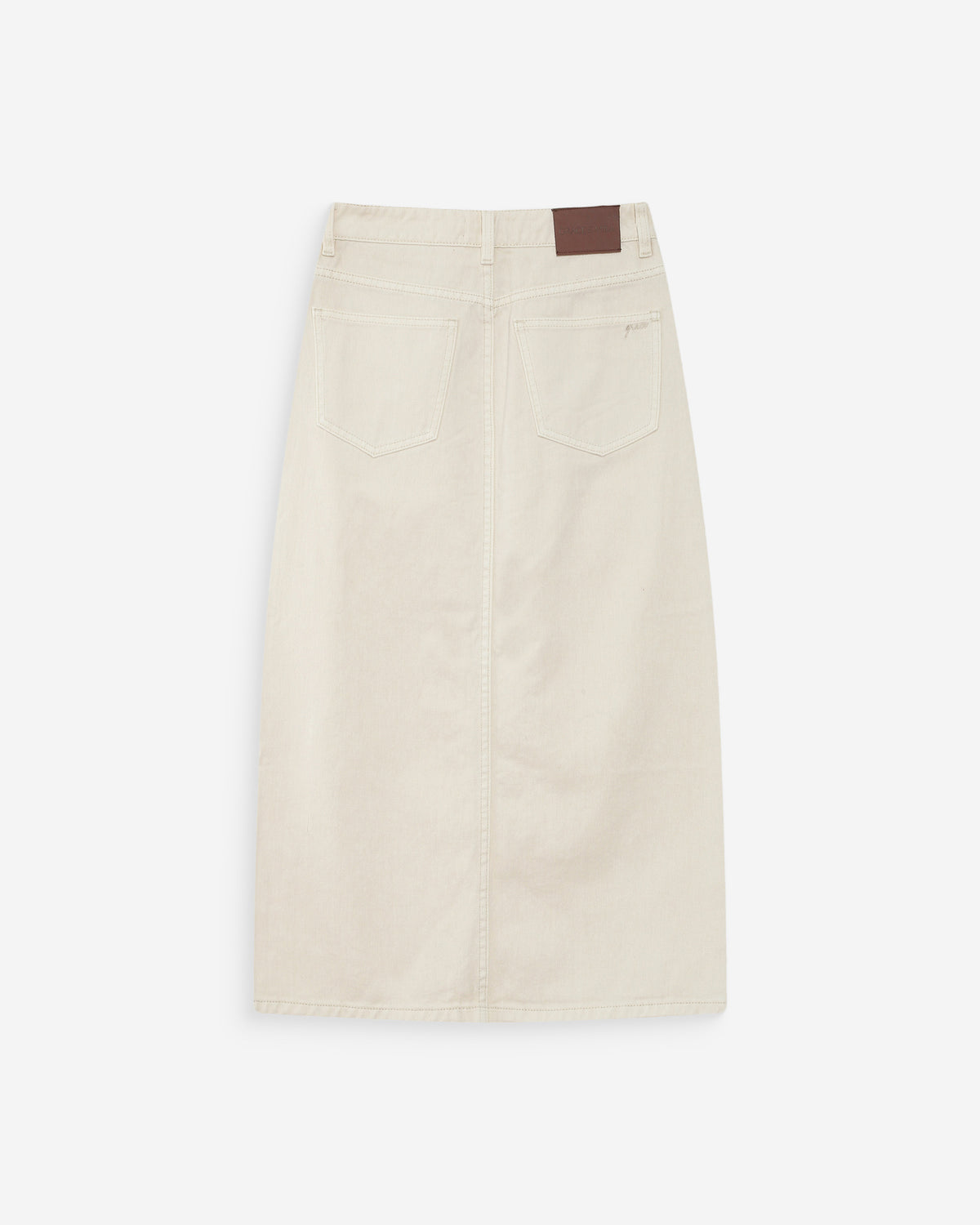 High-waist long denim skirt with front slit ecru Varenne