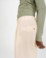 Straight linen tailored pants fine stripes vanille Very