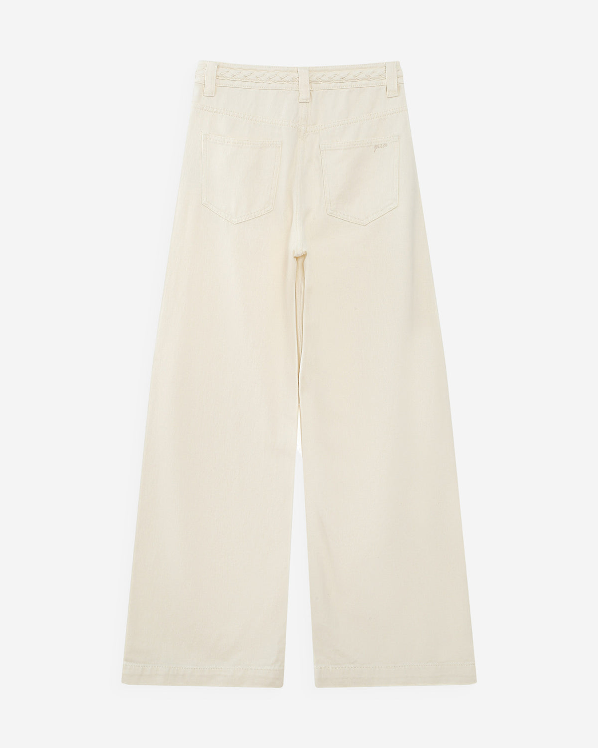 Jean large taille haute ceinture tressée ecru Jaden
