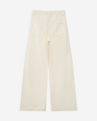Jean large taille haute ceinture tressée ecru Jaden