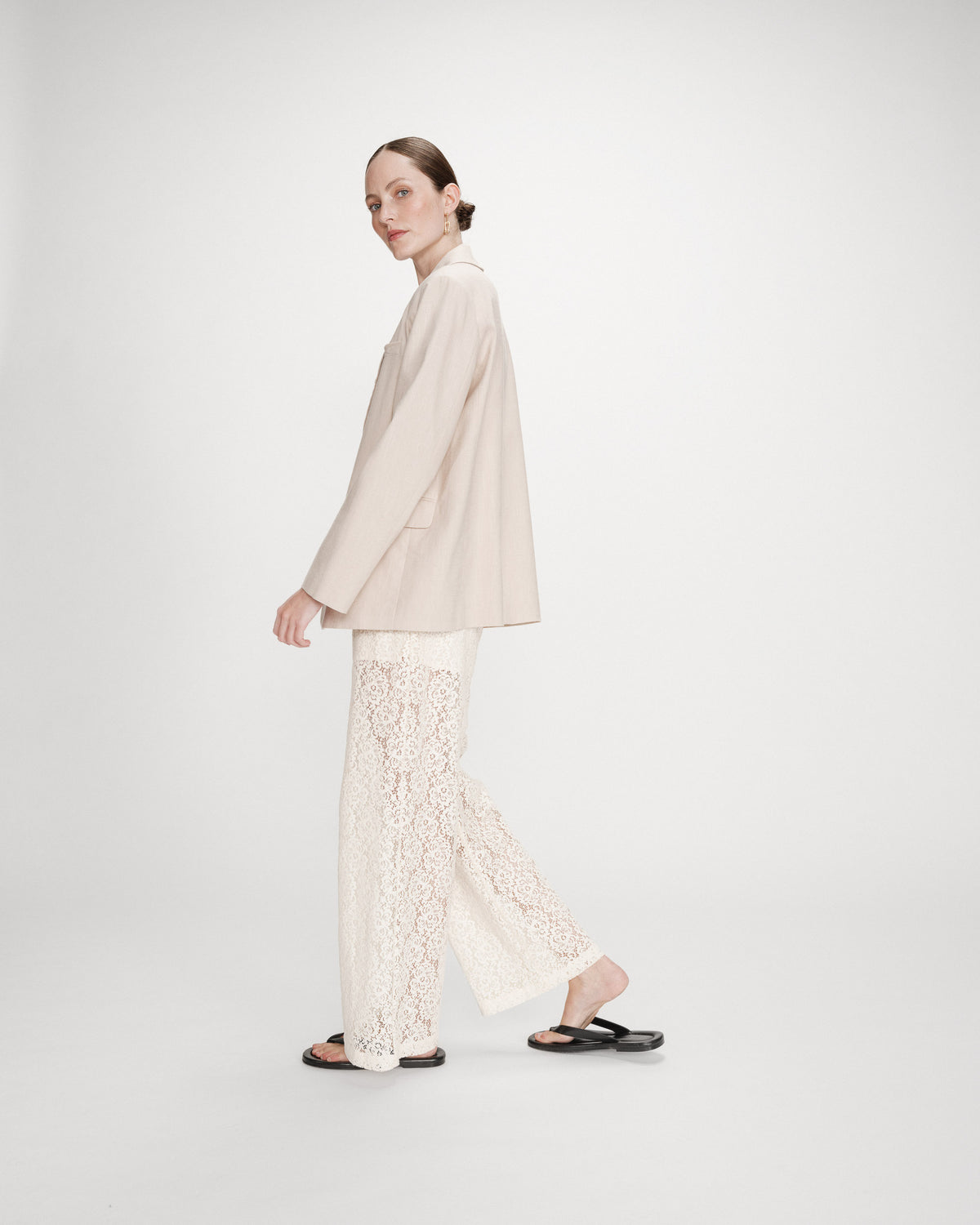 Loose lace pants ecru Vincent