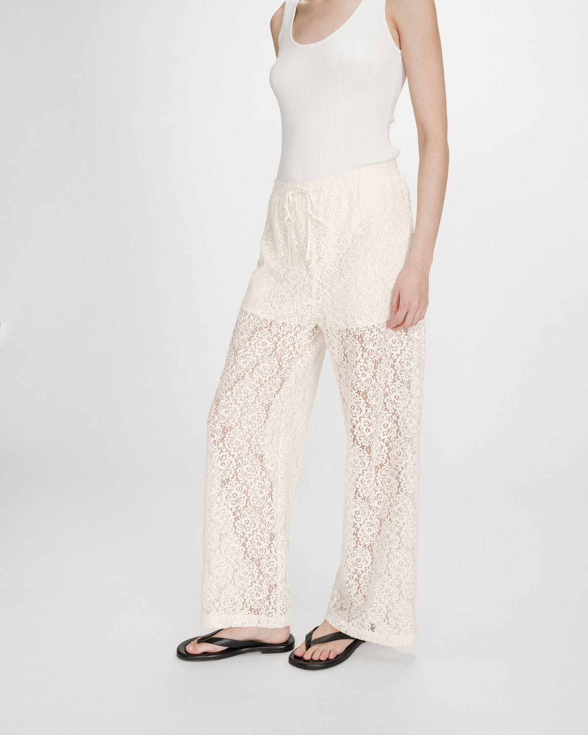 Loose lace pants ecru Vincent