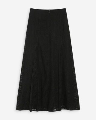 Jupe longue en dentelle évasée noir Visenya