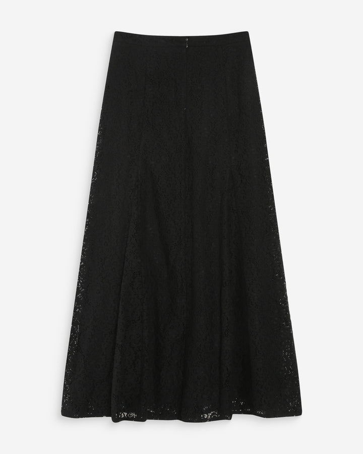 Jupe longue en dentelle évasée noir Visenya