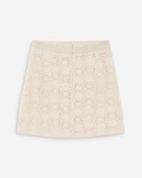 Bohemian straight short crochet skirt ecru Victoria