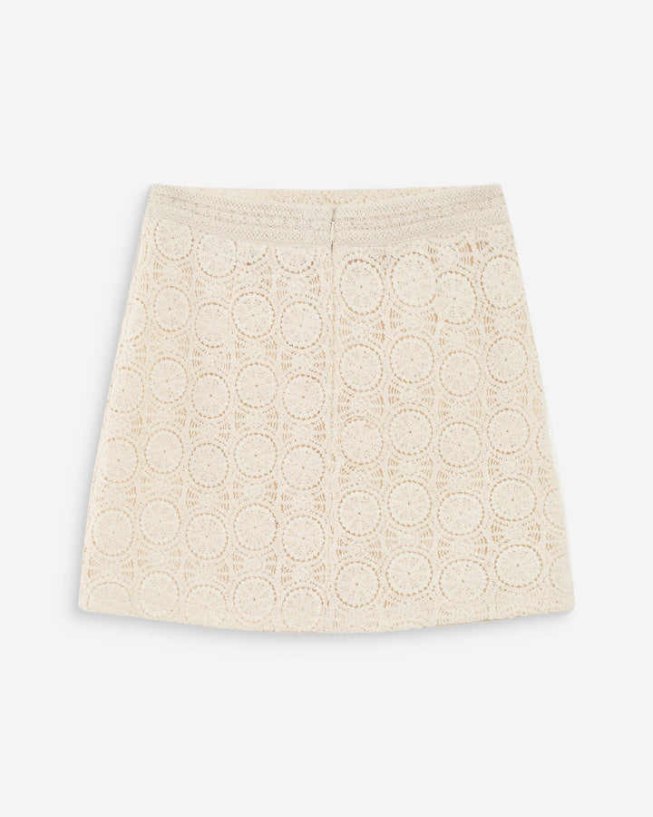 Bohemian straight short crochet skirt ecru Victoria