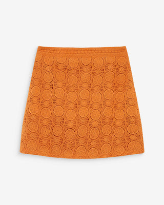 Jupe courte droite en crochet bohème or Victoria