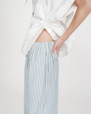 Pantalon à rayures large taille réglable à cordon bleuet Volute
