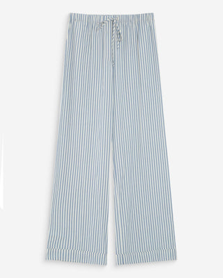 Pantalon à rayures large taille réglable à cordon bleuet Volute