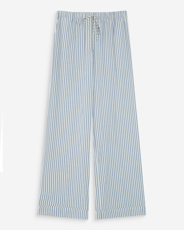 Pantalon à rayures large taille réglable à cordon bleuet Volute