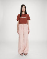 Pantalon à rayures large taille réglable à cordon corail Volute